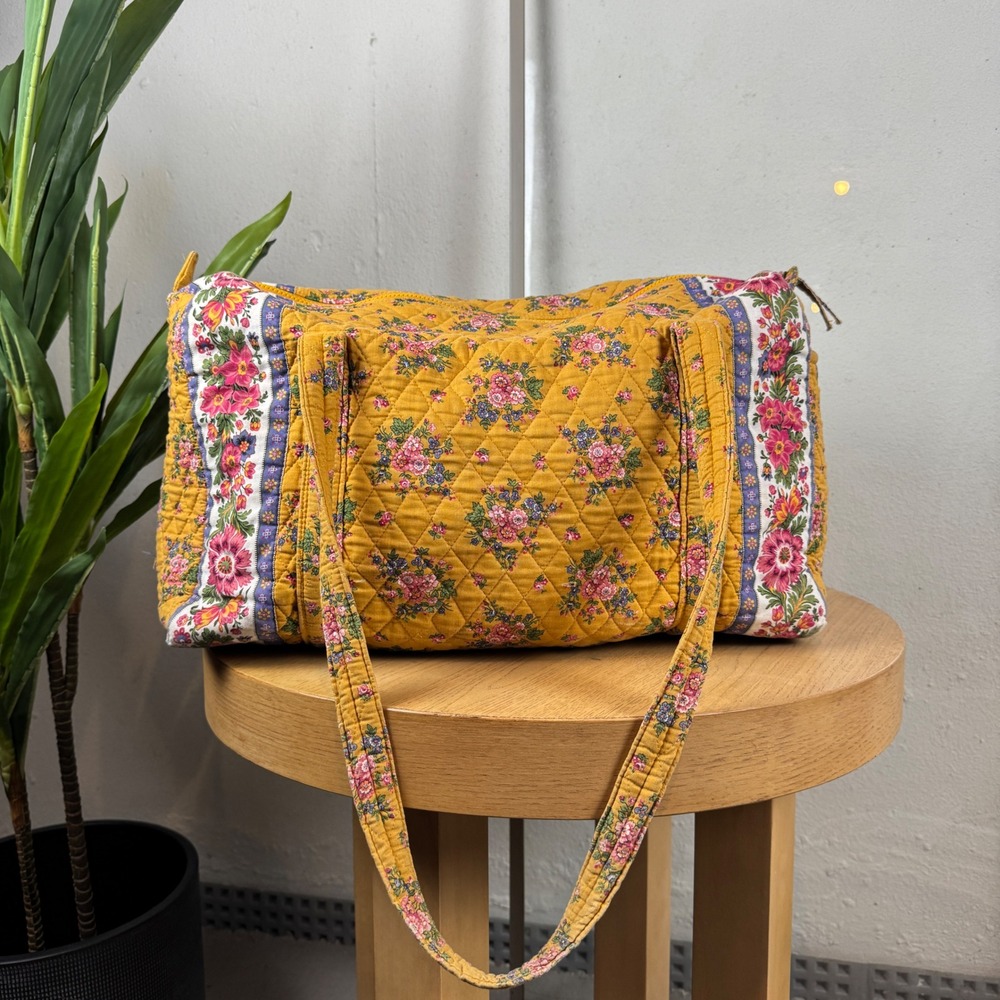 Vintage Vera Bradley Marigold Original Large Duffel 1992 Indiana Tag Rare Floral